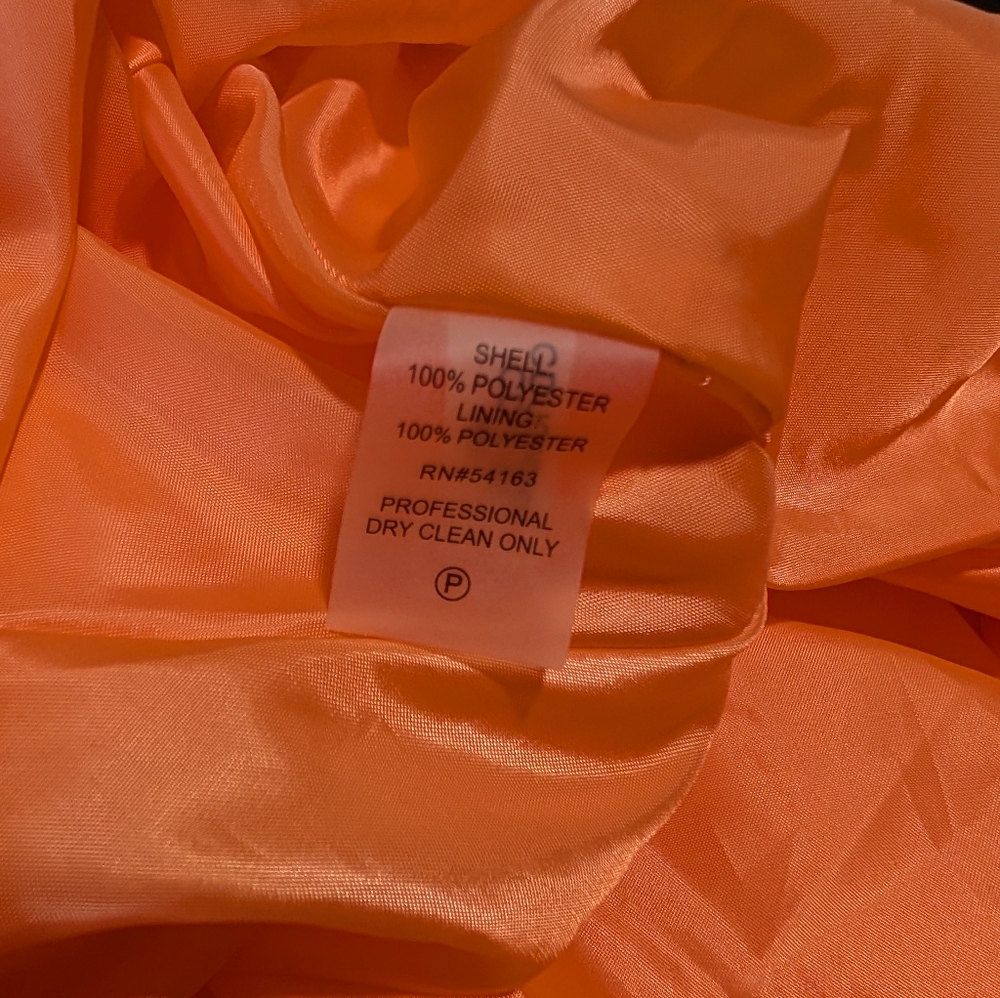 Calvin Klein Sz 12 Formal Sheath Dress Gown High Neck Halter Peachy Coral Orange image 8